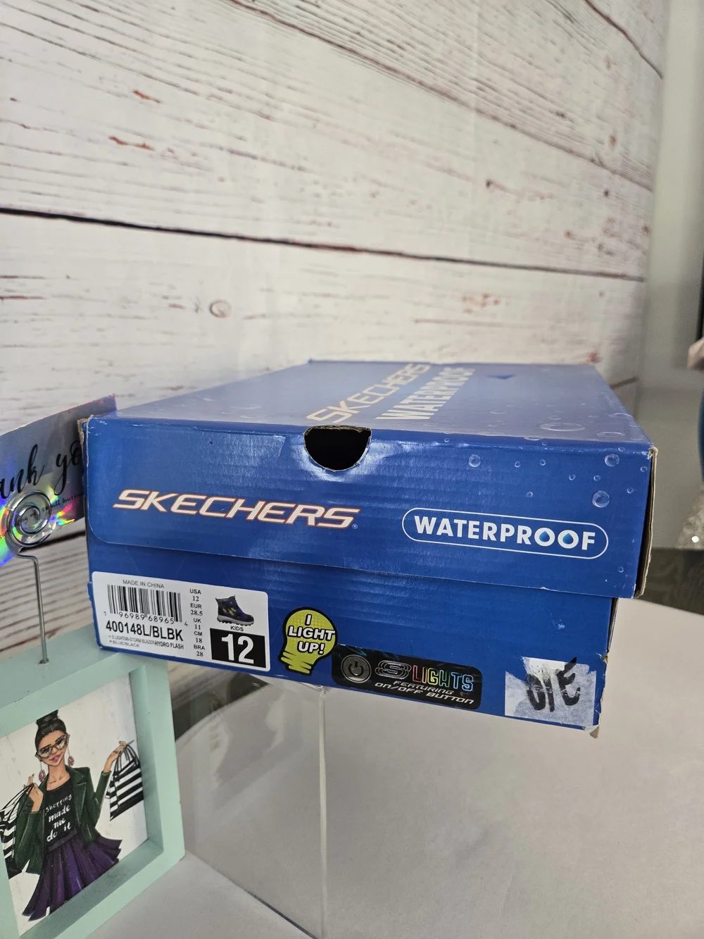 NEW Skechers S-Lights Waterproof Light-Up Kids Winter Boots Blue Black